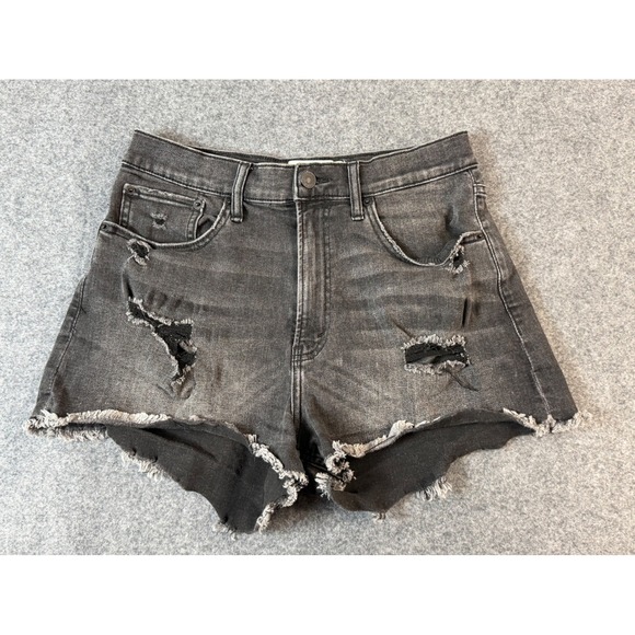 Abercrombie & Fitch Pants - Abercrombie & Fitch High Rise Short Women 28/6 Black Distressed Denim Curve Love